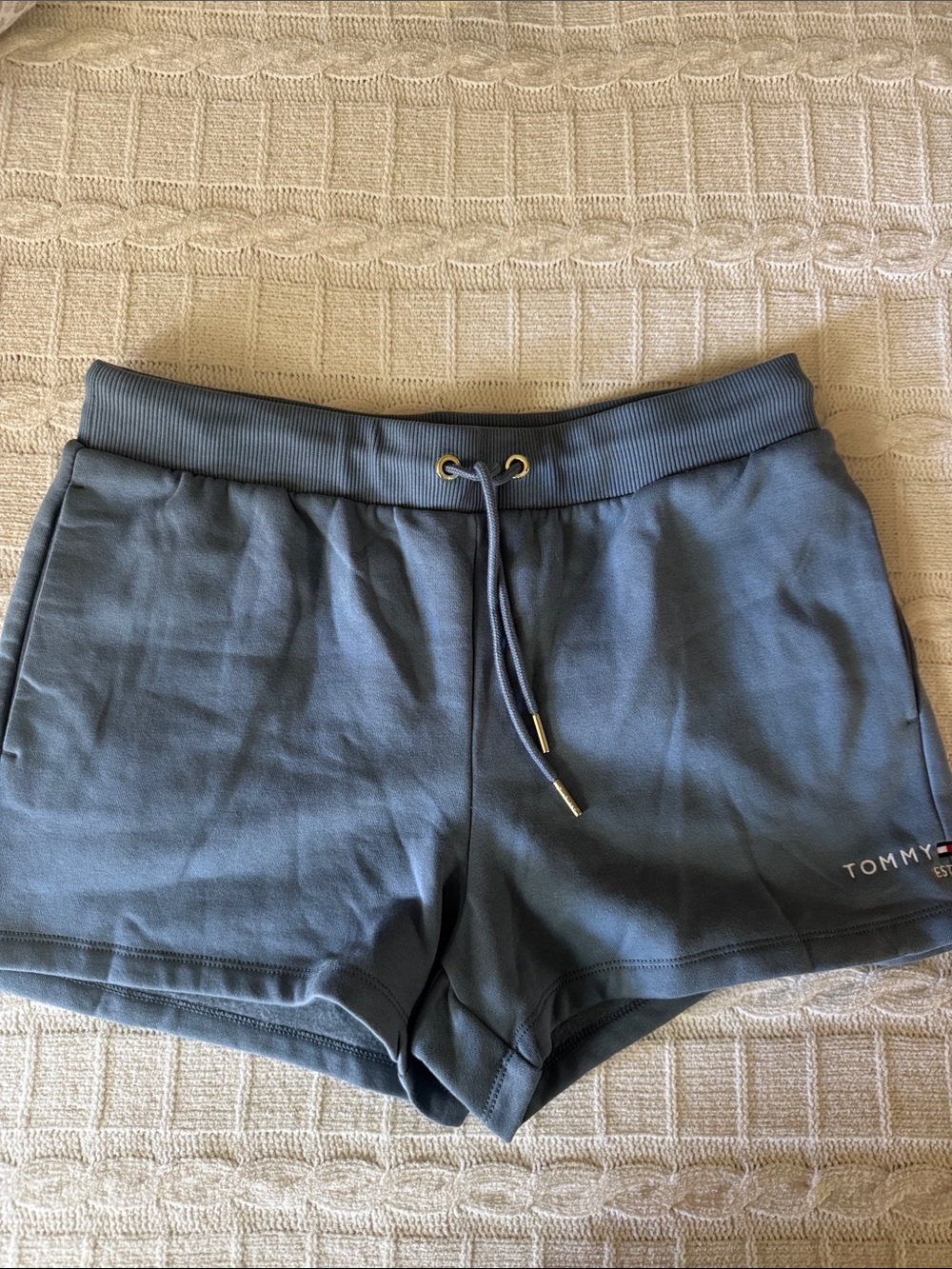 Tommy Hilfiger Slate Blue Women's Athletic Shorts with Drawstring